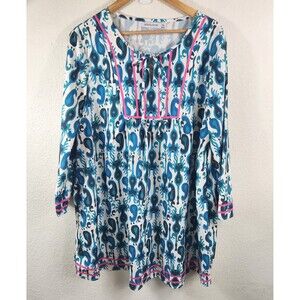Misslook Paisley Patterned Dress Blue Green White Pink  2XL